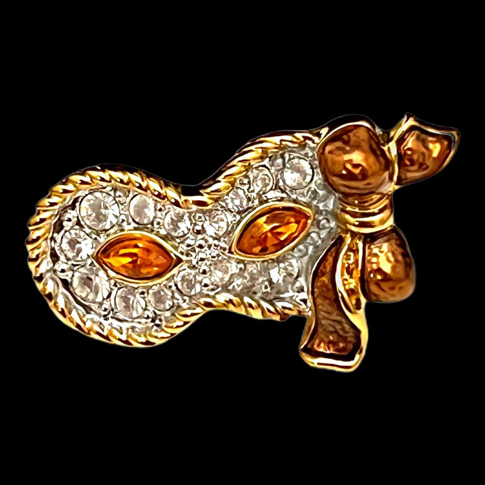 New Swarovski Tac Pin Masquerade Mask Crystals Enamel Swan Signed 5N